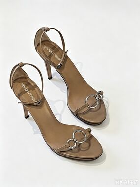 Sergio Rossi Tan Leather Ankle-Strap Sandals